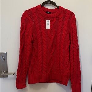 Express Vibrant Red Cable Knit Sweater
